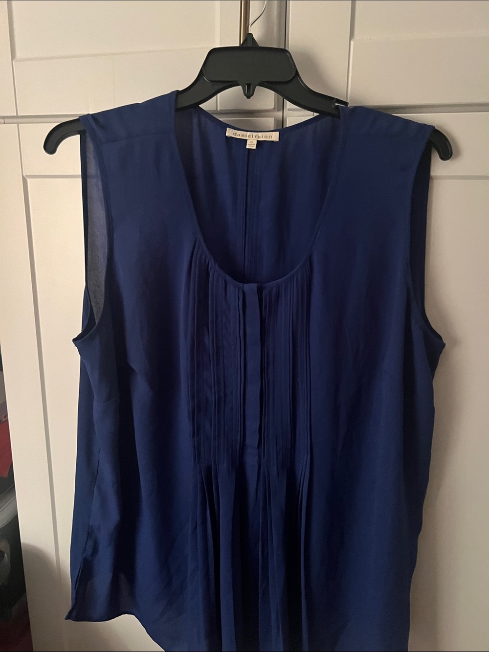 Daniel Rainn Navy Pleated Sleeveless Camisole